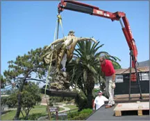 Loading Huge Sculpture on Truck Pick-Up Truck